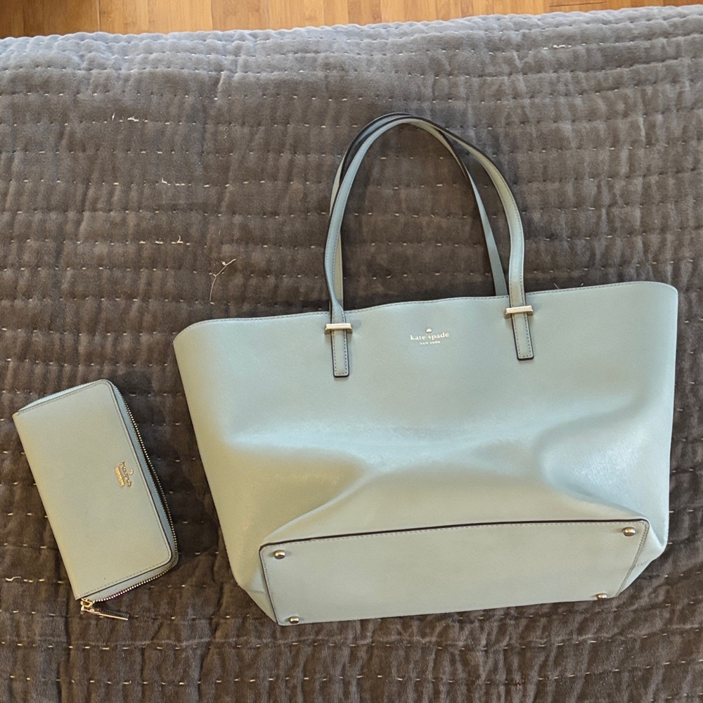Kate Spade Blue Tote and Wallet Set